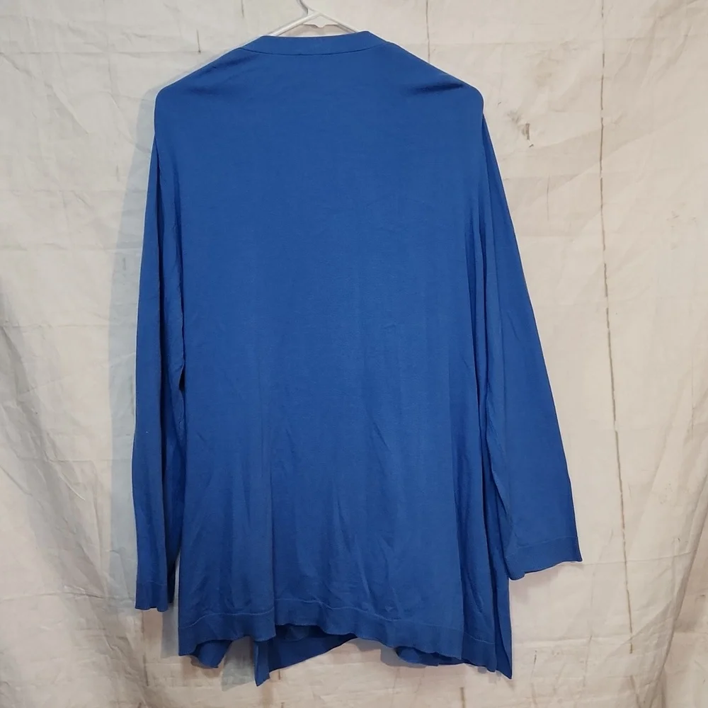 Talbots Woman Cotton Knit Lightweight Blue Button-Up Cardigan
